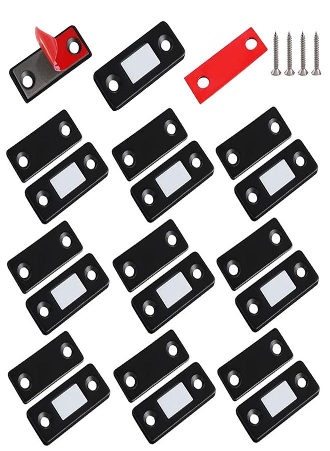 Boniry Magnetic Door Catch,Ultra Thin Cabinet Magnetic Catch with Strong Adhesive Sticker & Screws, Slim Drawer Magnets Locks Furniture Safety Latches (Black, 10) - Image 1